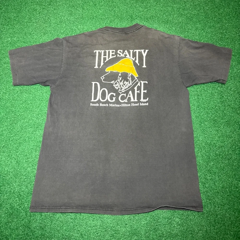 Vintage Salty Dog Cafe Hilton Head Island South Beach Black Faded XL T Shirt - Picture 1 of 9